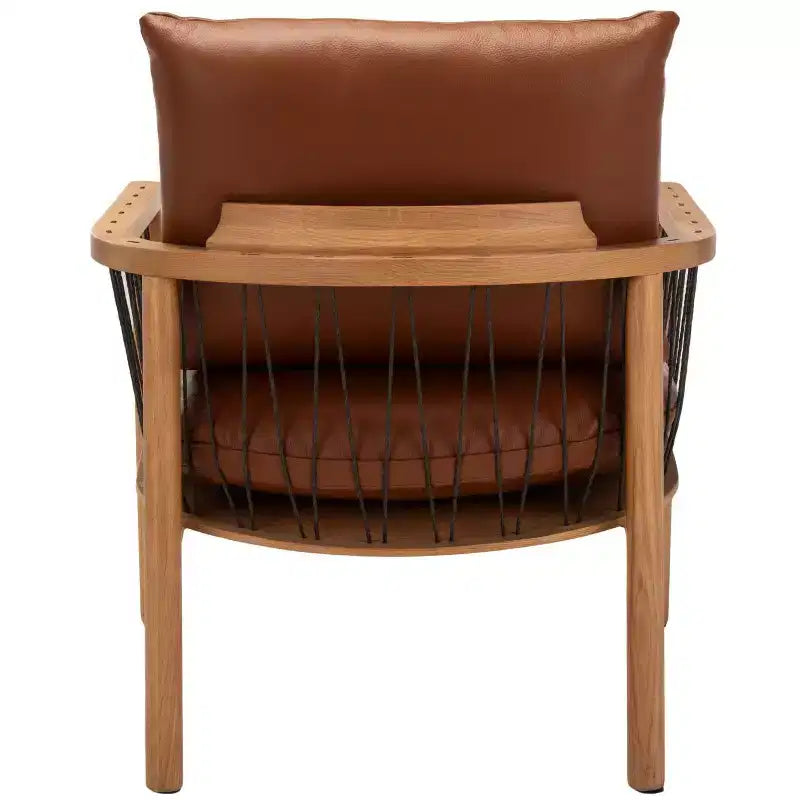 Fauteuil en cuir caramel Midcentury - SFV4515A - Marron - Safavieh Couture