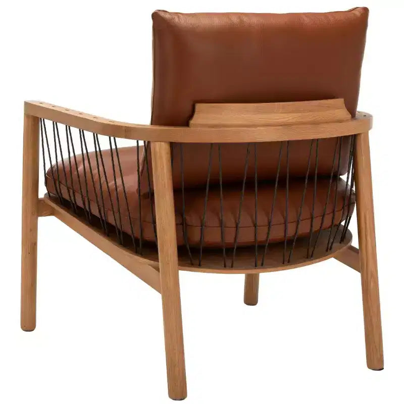 Fauteuil en cuir caramel Midcentury - SFV4515A - Marron - Safavieh Couture