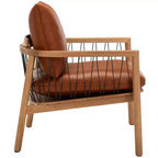Fauteuil en cuir caramel Midcentury - SFV4515A - Marron - Safavieh Couture