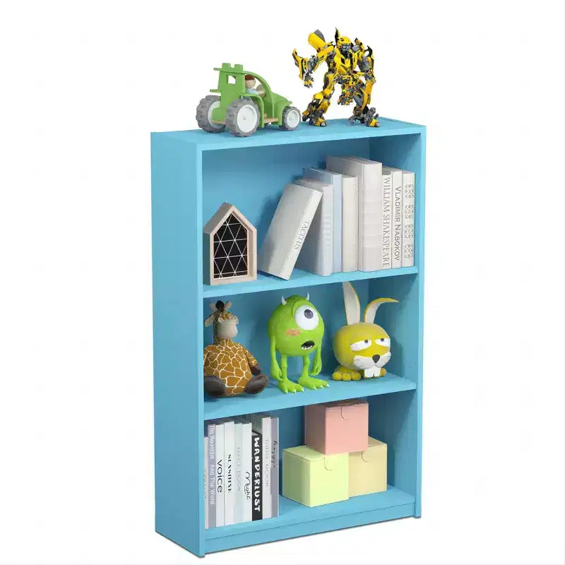 Étagère de rangement multifonctionnelle Furinno à 3 niveaux, bibliothèque ouverte moderne polyvalente avec étagères réglables, bleu clair