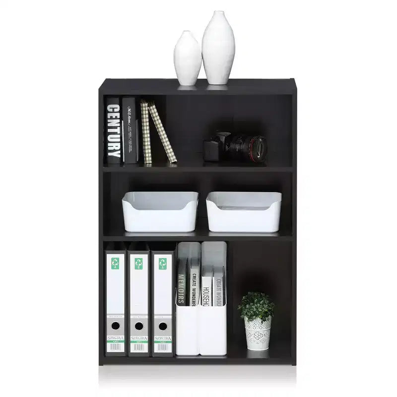 Furinno Basic Étagère de rangement à 3 cubes pour tout espace nécessitant une organisation, Noyer foncé