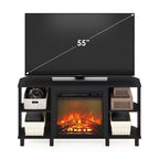 Furinno Meuble TV d'angle pour cheminée avec 4 compartiments de rangement ouverts pour TV jusqu'à 5 pouces, couleur Americano