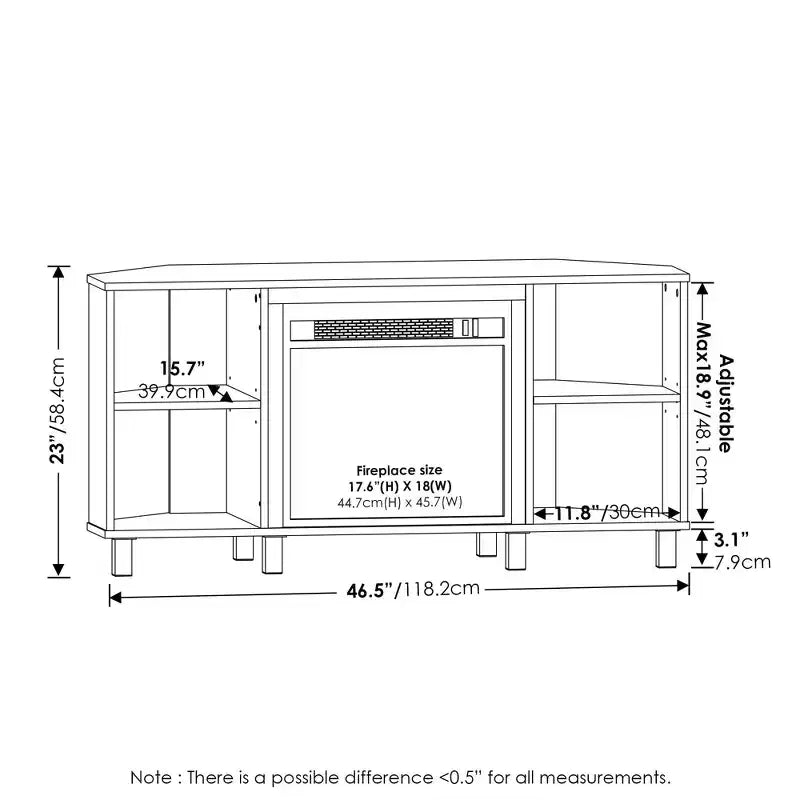 Furinno Meuble TV d'angle pour cheminée avec 4 compartiments de rangement ouverts pour TV jusqu'à 5 pouces, couleur Americano