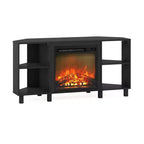 Furinno Meuble TV d'angle pour cheminée avec 4 compartiments de rangement ouverts pour TV jusqu'à 5 pouces, couleur Americano