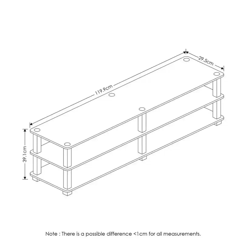 Meuble TV moderne à 3 niveaux Furinno, console, centre de divertissement média avec étagère de rangement ouverte, cerise foncée/noir
