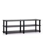 Meuble TV moderne à 3 niveaux Furinno, console, centre de divertissement média avec étagère de rangement ouverte, cerise foncée/noir