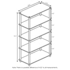 Furinno Bibliothèque décorative haute à 5 niveaux, étagère de rangement ouverte polyvalente pour salon et bureau, hêtre/blanc