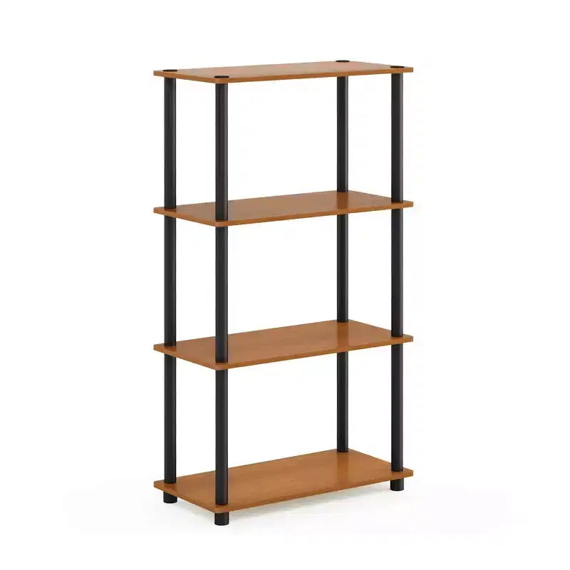 Furinno Étagère décorative en échelle à 4 niveaux, ouverte, polyvalente, pour salle de bain, cuisine, entrée, couleur cerisier clair/noir