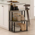 Furinno 3-Tier Ladder Kitchen Rack Storage Shelf Microwave Stand Open Shelves for Kitchen&Living Room&Home Storage,French Oak Grey/Black