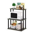 Furinno Étagère de Cuisine 3 Niveaux Type Échelle, Meuble de Rangement, Support Micro-Ondes, Étagères Ouvertes pour Cuisine, Salon et Rangement Domestique, Chêne Français Gris/Noir