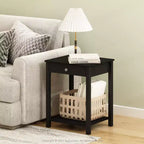 Furinno Mid-Century Sofa Side End Table W/Drawer & Open Storage Shelf,Americano