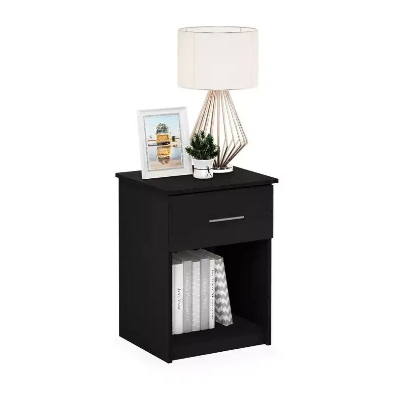 Table de Chevet Furinno Mid-Century avec Tiroir et Rangement Ouvert, Americano