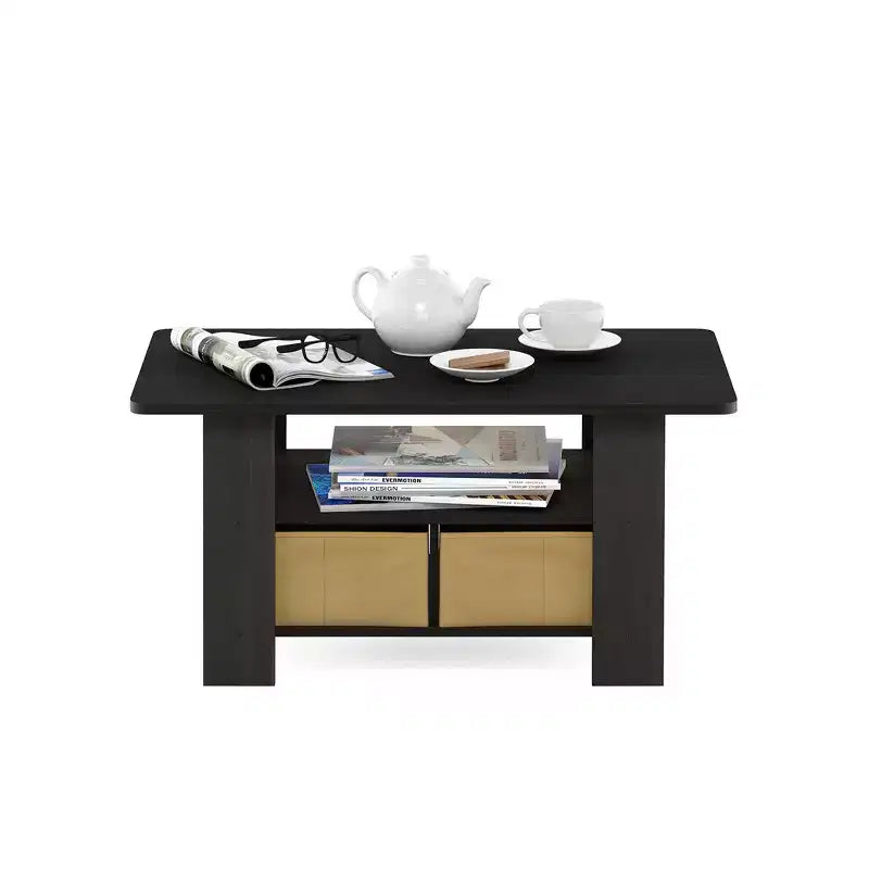 Furinno Table Basse Moderne avec Tiroir de Rangement, Table d'Appoint pour Salon et Cuisine, Espresso/Marron