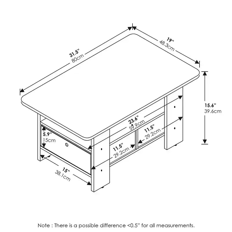 Furinno Table Basse Moderne avec Tiroir de Rangement, Table d'Appoint pour Salon et Cuisine, Espresso/Marron