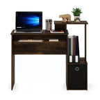 Furinno Bureau informatique polyvalent avec tiroir et tablette coulissante pour clavier, pin ambre/noir