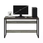 Furinno Modern 52'' Bureau d'ordinateur large Cadre métallique Table d'écriture pour l'étude et l'ordinateur portable Poste de travail de bureau à domicile, Chêne français gris