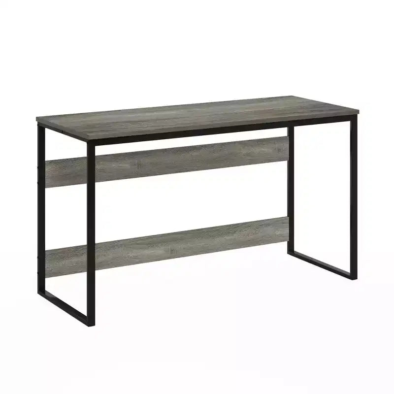 Furinno Modern 52'' Bureau d'ordinateur large Cadre métallique Table d'écriture pour l'étude et l'ordinateur portable Poste de travail de bureau à domicile, Chêne français gris