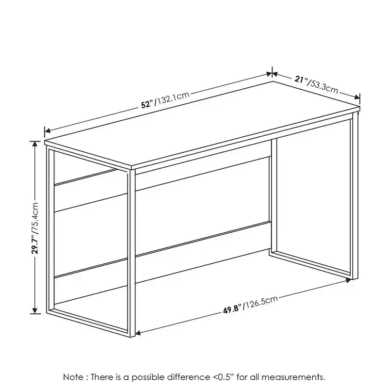Furinno Modern 52'' Bureau d'ordinateur large Cadre métallique Table d'écriture pour l'étude et l'ordinateur portable Poste de travail de bureau à domicile, Chêne français gris