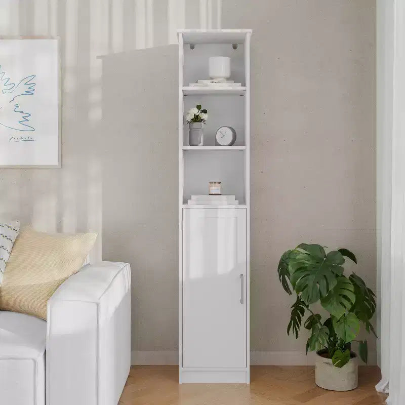 Meuble de rangement haut de salle de bain Flash Furniture Vega avec porte, étagère intérieure réglable et étagères supérieures ouvertes