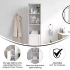 Meuble de rangement haut de salle de bain Flash Furniture Vega avec porte, étagère intérieure réglable et étagères supérieures ouvertes