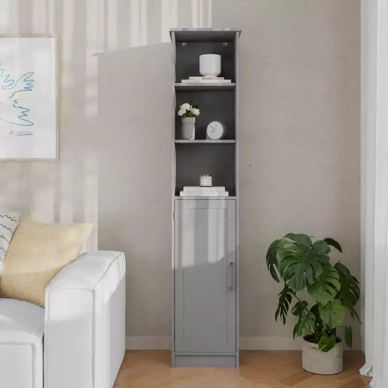 Meuble de rangement haut de salle de bain Flash Furniture Vega avec porte, étagère intérieure réglable et étagères supérieures ouvertes