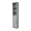 Flash Furniture Vega Freestanding Narrow Bathroom Linen Tower Storage Cabinet Organizer with Door, In-Cabinet Adjustable Shelf, and Upper Open Shelves