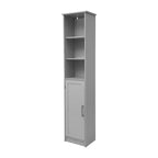 Flash Furniture Vega Freestanding Narrow Bathroom Linen Tower Storage Cabinet Organizer with Door, In-Cabinet Adjustable Shelf, and Upper Open Shelves