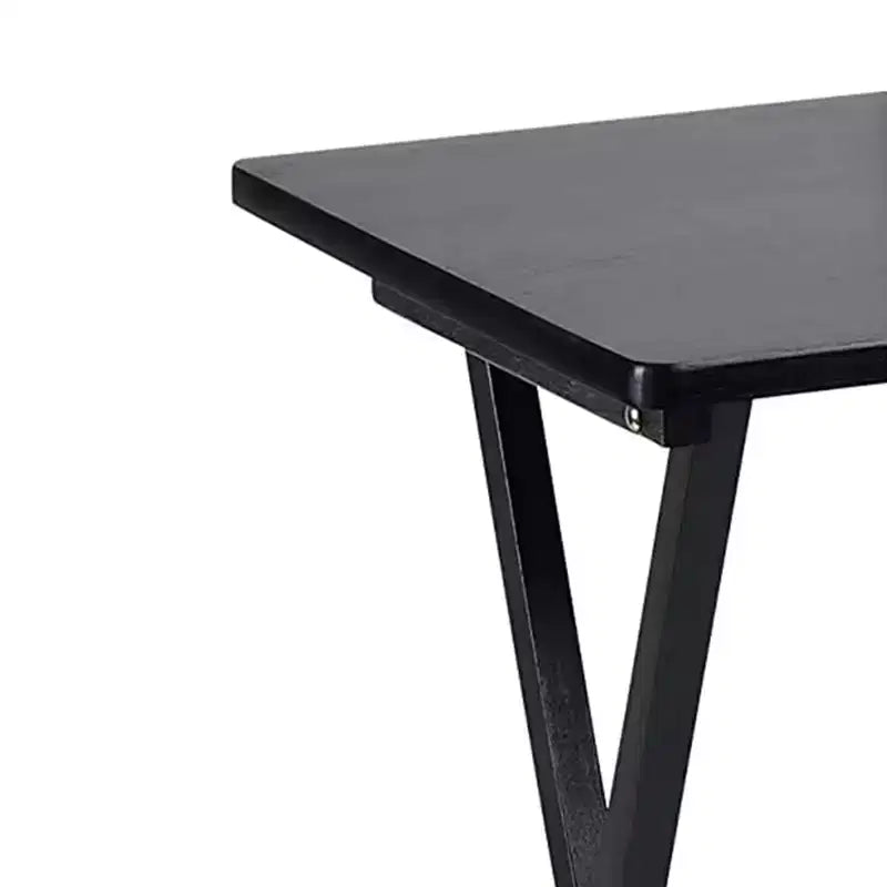 PJ Wood Ensemble de 6 tables pliantes polyvalentes en bois massif noir pour plateau-repas, snack ou bureau