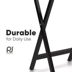 PJ Wood Ensemble de 6 tables pliantes polyvalentes en bois massif noir pour plateau-repas, snack ou bureau