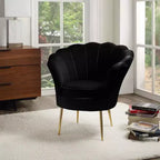 HOMLUX Angelina Velvet Scalloped Back Barrel Accent Chair with Metal Legs