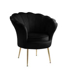 Fauteuil d'appoint barillet HOMLUX Angelina en velours à dossier festonné avec pieds en métal