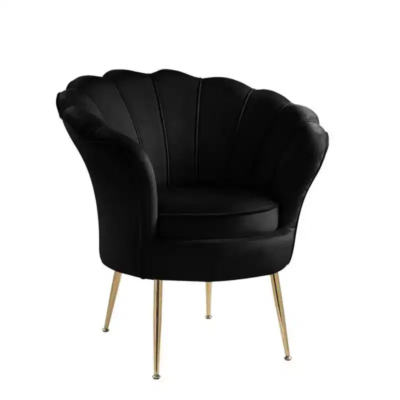Fauteuil d'appoint barillet HOMLUX Angelina en velours à dossier festonné avec pieds en métal