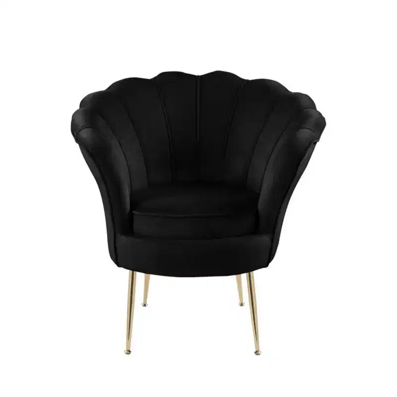 Fauteuil d'appoint barillet HOMLUX Angelina en velours à dossier festonné avec pieds en métal