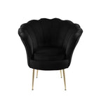 Fauteuil d'appoint barillet HOMLUX Angelina en velours à dossier festonné avec pieds en métal