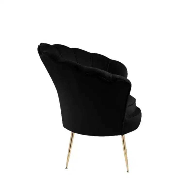 Fauteuil d'appoint barillet HOMLUX Angelina en velours à dossier festonné avec pieds en métal