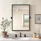 Dovelina Modern Metal Wall Mirror Rectangular Pivot Bathroom Vanity Mirror