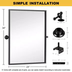 Miroir mural pivotant rectangulaire Dovelina en métal moderne pour salle de bain