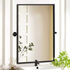 Miroir mural pivotant rectangulaire Dovelina en métal moderne pour salle de bain