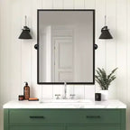 Miroir mural pivotant rectangulaire Dovelina en métal moderne pour salle de bain