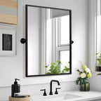 Miroir mural pivotant rectangulaire Dovelina en métal moderne pour salle de bain