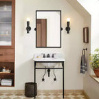 Miroir mural pivotant rectangulaire Dovelina en métal moderne pour salle de bain