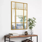 Miroir mural décoratif Dovelina rectangulaire en métal, grand miroir à suspendre