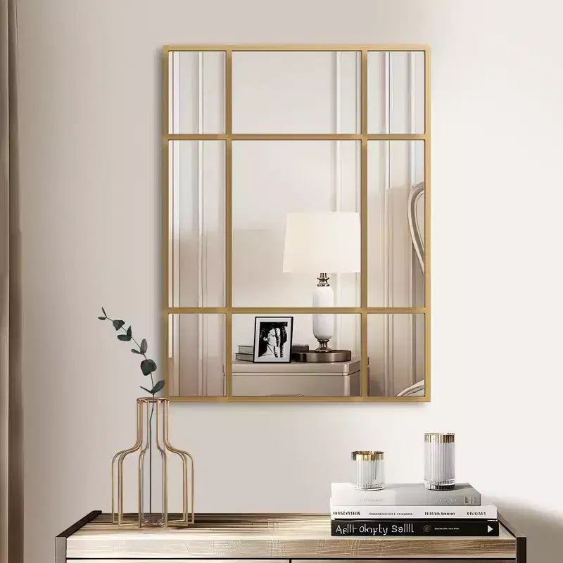 Miroir mural décoratif Dovelina rectangulaire en métal, grand miroir à suspendre