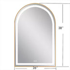 Miroir de salle de bain LED Dovelina avec cadre en métal et fonction anti-buée, en forme d'arche