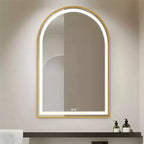Miroir de salle de bain LED Dovelina avec cadre en métal et fonction anti-buée, en forme d'arche