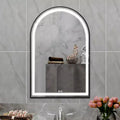 Miroir de salle de bain LED Dovelina avec cadre en métal et fonction anti-buée, en forme d'arche