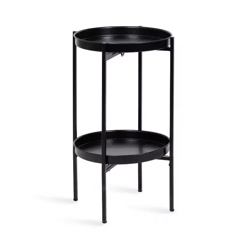Kate and Laurel Celia Round 2-Tier Metal Foldable Tray Table