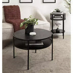 Table d'appoint ronde Urso en bois et métal, 16x15x25, noire, par Kate and Laurel