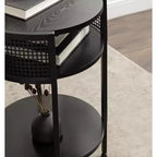 Table d'appoint ronde Urso en bois et métal, 16x15x25, noire, par Kate and Laurel