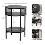 Table d'appoint ronde Urso en bois et métal, 16x15x25, noire, par Kate and Laurel